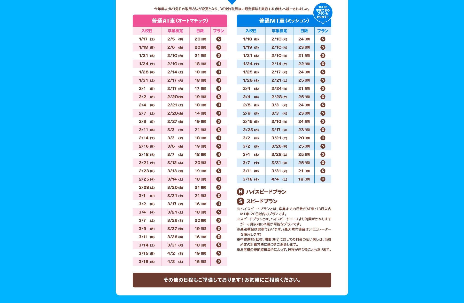 スケジュール一覧